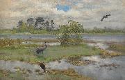 bruno liljefors Landscape With Cranes at the Water France oil painting artist